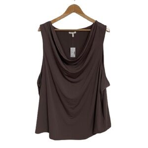 𝅺MAURICES Plus Size NWT Cowl Neck Tank Top in Purple/Brown Size 4X